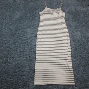Gilli Dress Womens Medium White Striped Bodycon Tank Maxi Nautical Summer